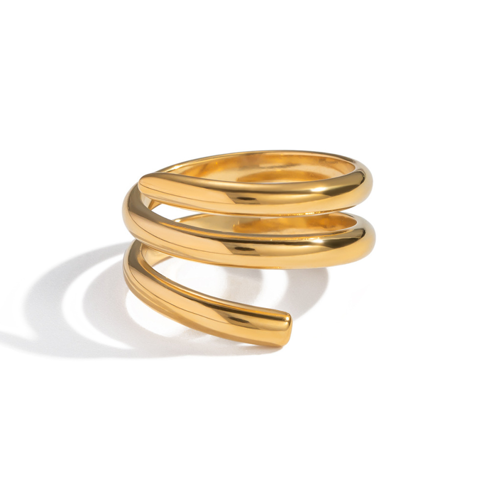 Bague Minimaliste En Acier Inoxydable Doré, De Forme Irrégulière Et Étanche (1 Pièce). Image5