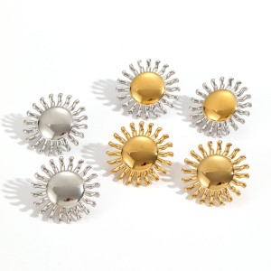 1 Paire De Boucles D'Oreilles À Clous Sun En Acier Inoxydable Étanche Couleur Or h5 Image3