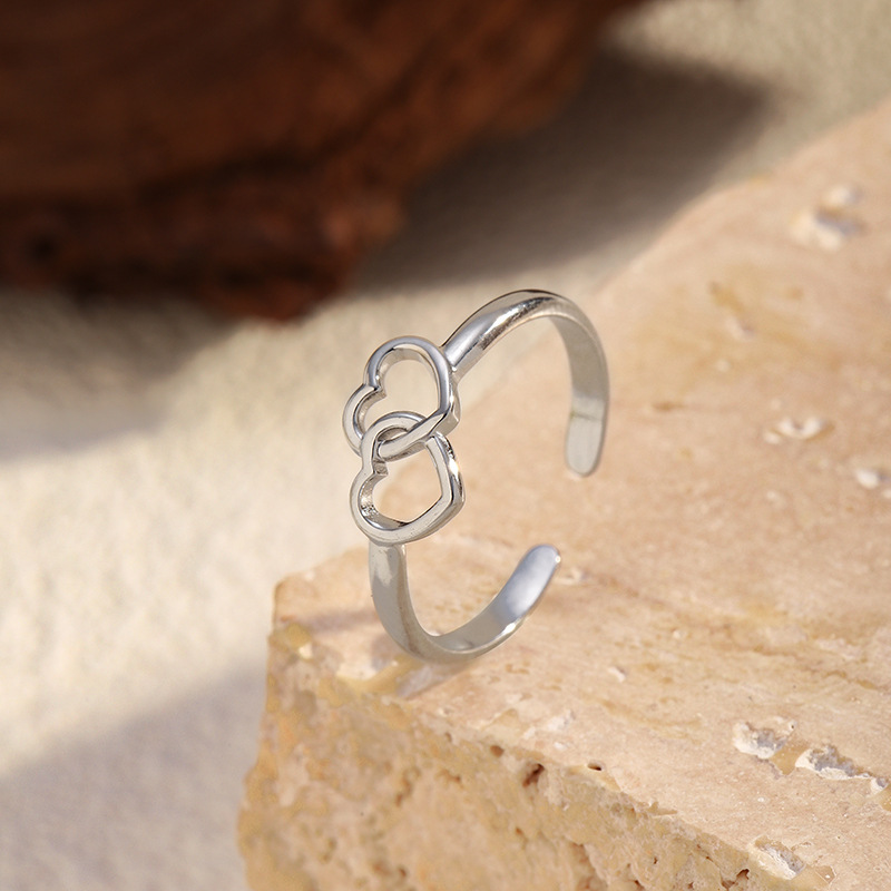 Bague Minimaliste En Acier Inoxydable Étanche En Forme De Cœur (1 Pièce) h5Image4