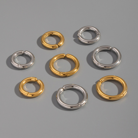 1 paire de manchettes d'oreilles rondes en acier inoxydable étanche couleur or