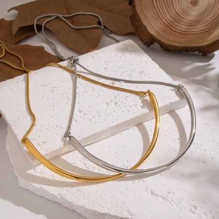 Collier pendentif classique en acier inoxydable étanche couleur or (1 pièce) 2