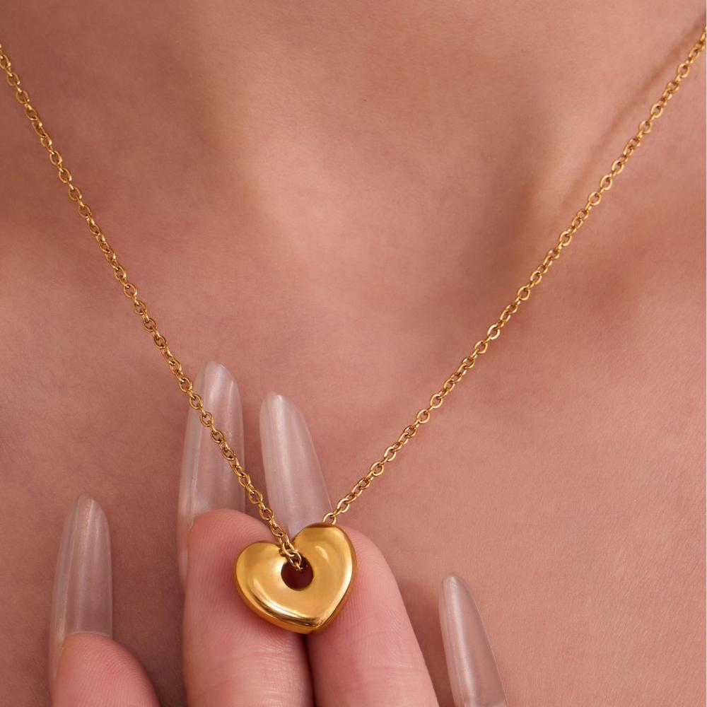 Ensembles De Bijoux Minimalistes En Acier Inoxydable Imperméable, En Forme De Cœur, Aux Couleurs Or Et Argent. Image4