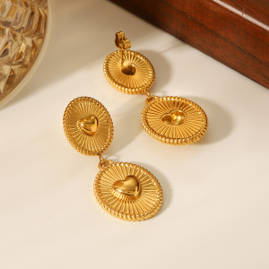 Boucles D'Oreilles Pendantes En Acier Inoxydable Doré, Étanches, En Forme De Cœur (1 Paire) h5 Image5