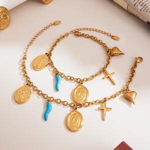 Ensembles De Bijoux Pour Femmes De La Luxueuse Série Rétro Madonna En Acier Inoxydable, Couleur Or, Étanches. h5 Image3