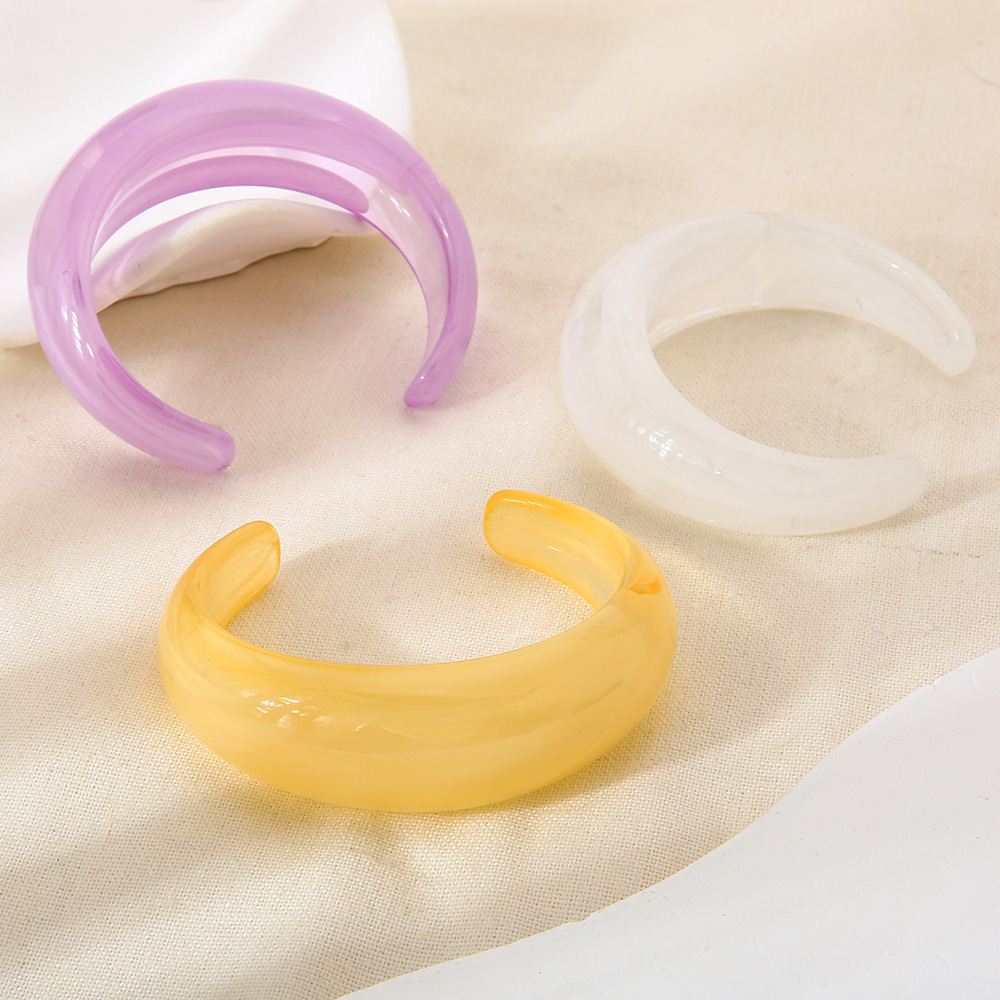 Bracelet Manchette Pour Femme En Résine Dégradé De Couleurs, Série Simple, 1 Pièce h5Image4