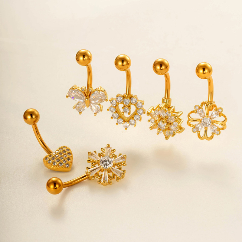 Piercing De Nombril Délicat En Forme De Papillon, Couleur Cuivre Et Or, Zircon Image5