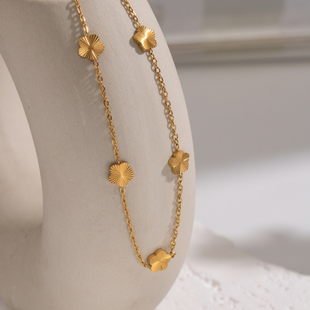 Collier pendentif romantique en acier inoxydable doré, couleur fleur (1 pièce)