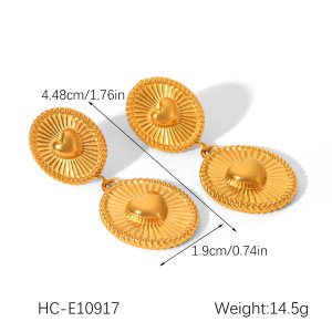 Boucles D'Oreilles Pendantes En Acier Inoxydable Doré, Étanches, En Forme De Cœur (1 Paire) h5 Image2