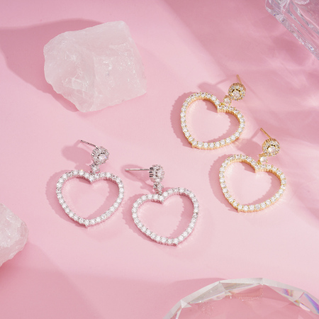 1 paire de boucles d'oreilles festives Sweet Heart en cuivre