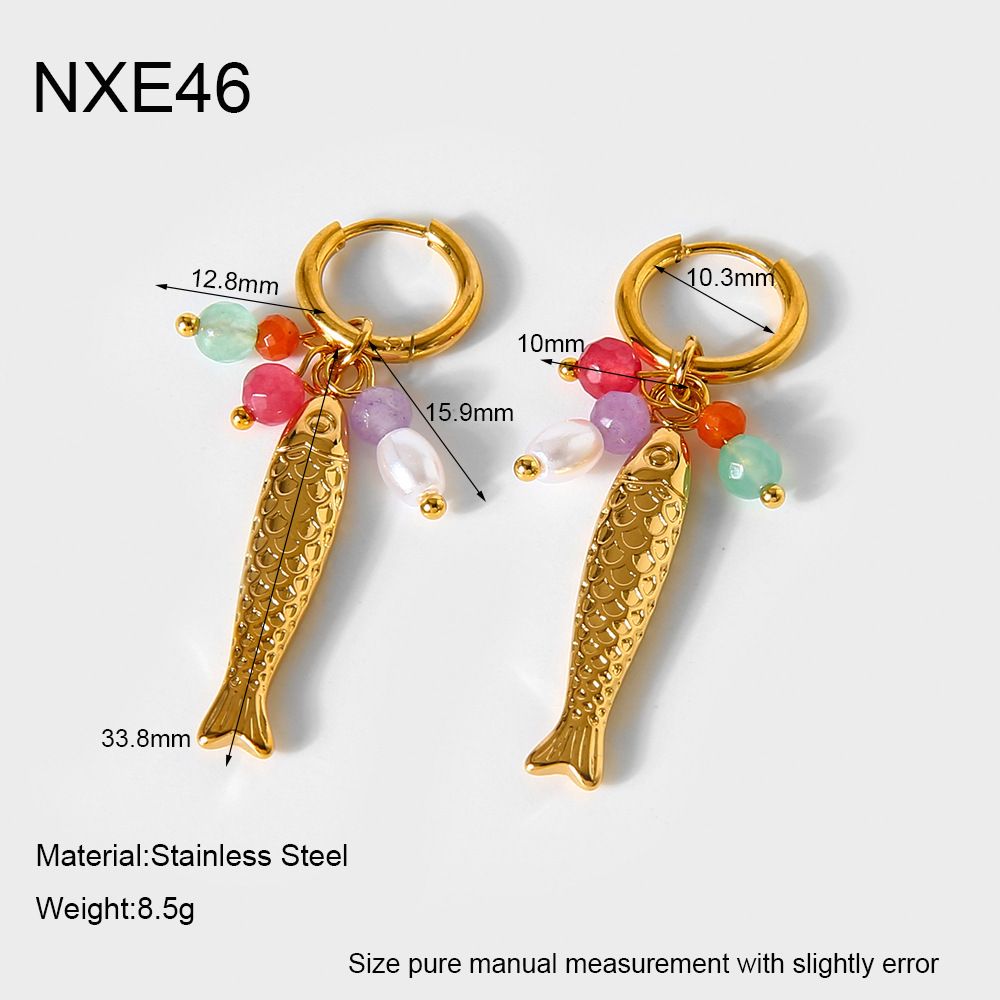 1 Paire De Boucles D'Oreilles Pendantes Rétro En Acier Inoxydable Couleur Or Avec Perles Artificielles Pour Femme