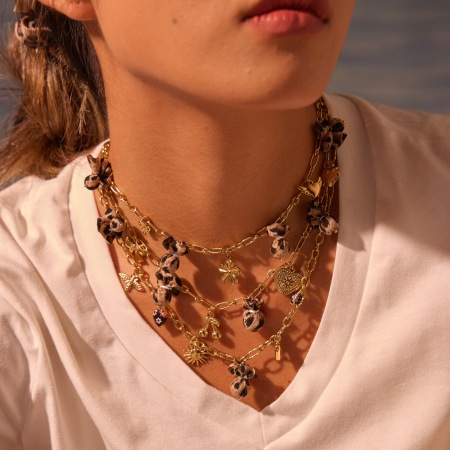 Collier pendentif femme en acier inoxydable imperméable, motif léopard et cœur de forme irrégulière (1 pièce)