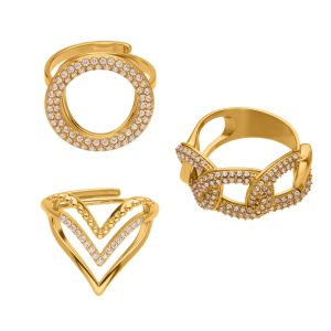 Bague Pour Femme En Acier Inoxydable Doré, Imperméable, Ornée D'Un Zircon Et D'Un Cœur Luxueux. h5 Image7