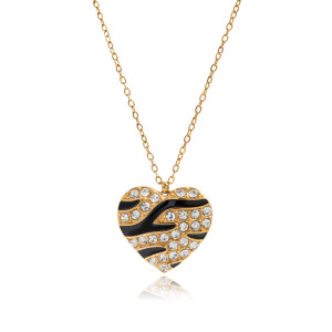 Collier Pendentif Femme Élégant En Forme De Cœur, En Acier Inoxydable Étanche, Couleur Or (1 Pièce) h5 