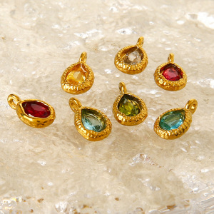 Pendentif Femme Luxueux Et Élégant En Forme De Goutte, En Acier Inoxydable Étanche Couleur Or (1 Pièce) h5 Image3