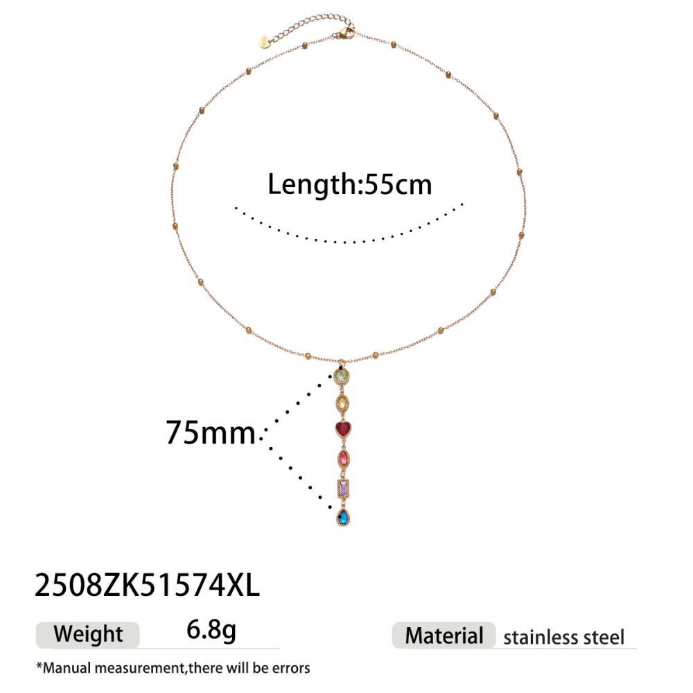 Collier Pendentif Simple En Acier Inoxydable Étanche Avec Zircon (1 Pièce)