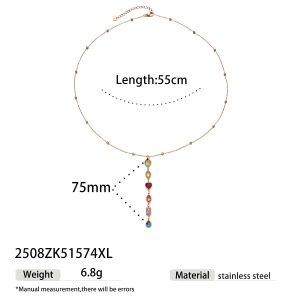 Collier Pendentif Simple En Acier Inoxydable Étanche Avec Zircon (1 Pièce) h5