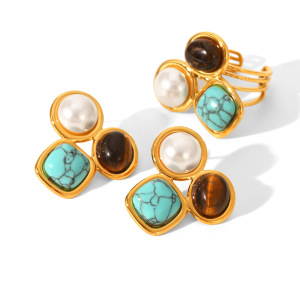 Bague Luxueuse En Acier Inoxydable De Forme Irrégulière, Couleur Or, Avec Pierres Précieuses, Pour Femme h5 Image6