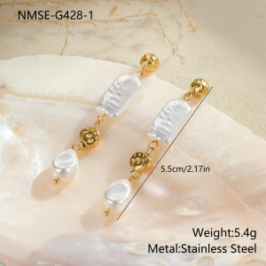1 Paire De Boucles D'Oreilles À Perles Luxueuses Et Élégantes, De Forme Irrégulière, En Acier Inoxydable Imperméable Pour Femme. h5