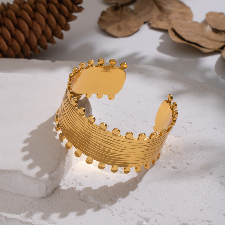 Bracelet manchette étanche en acier inoxydable couleur or (1 pièce)