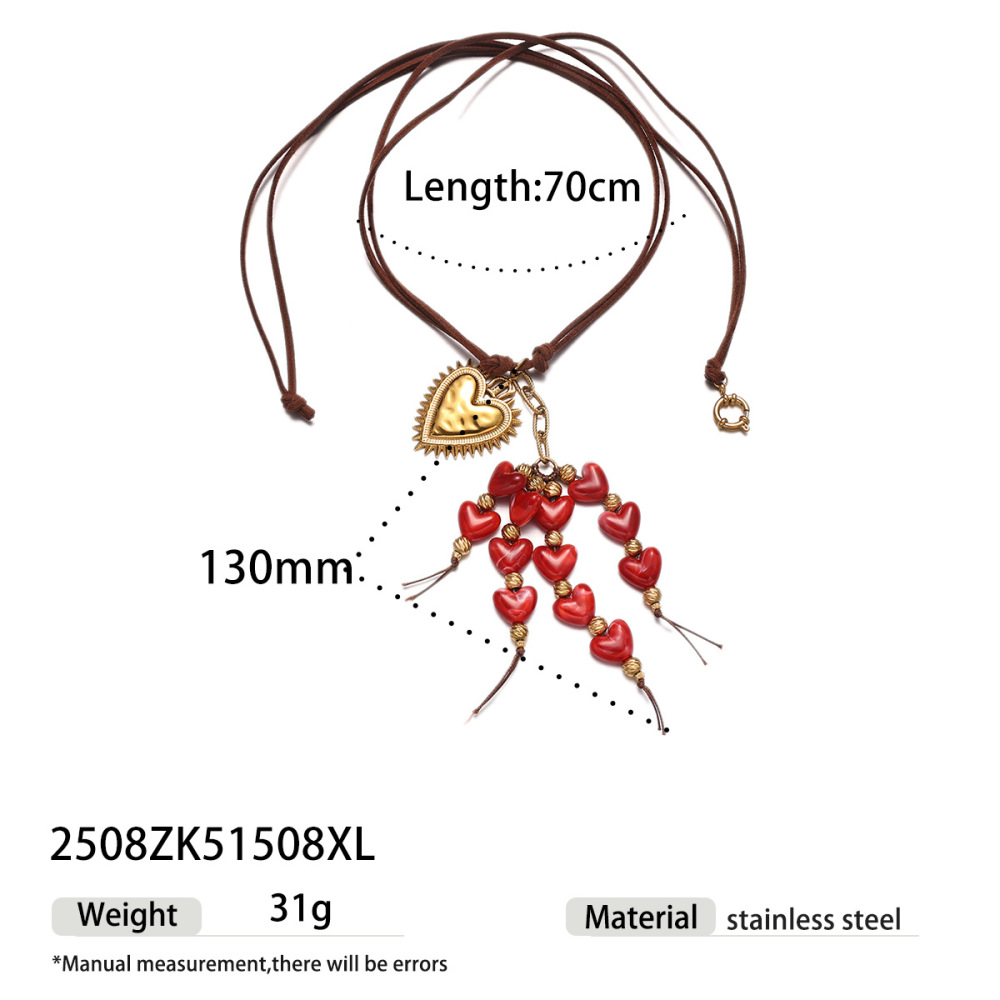 Collier Long En Acrylique Doré En Forme De Cœur, 1 Pièce