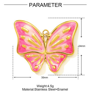 Pendentif Papillon Rayonnant En Acier Inoxydable Étanche Couleur Or (1 Pièce) h5 Image2