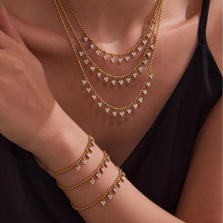 Ensembles de bijoux pour femmes en acier inoxydable imperméable, ornés de zircon et d'un pompon en forme de cœur romantique