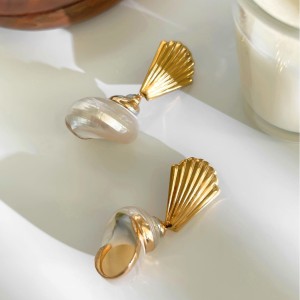 1 Paire De Boucles D'Oreilles Pendantes Coquillages Couleur Or h5 Image5