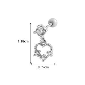 Boucle D'Oreille Piercing En Forme De Cœur En Cuivre Doré Et Zircon h5 Image2