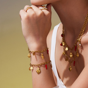 Ensembles De Bijoux Pour Femmes Heart&Chili En Acier Inoxydable Étanche Couleur Or h5 Image3