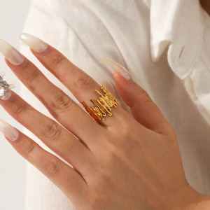 Bague Femme Simple Et Élégante En Acier Inoxydable Imperméable, De Forme Irrégulière, À Porter Au Quotidien. h5 Image5