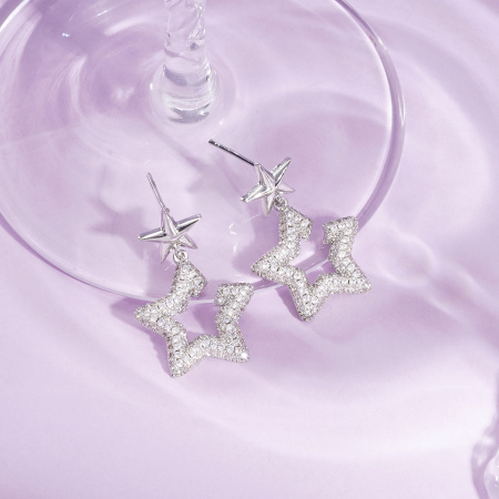 1 paire de boucles d'oreilles festives en cuivre avec étoiles 2
