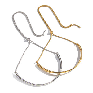 Collier Pendentif Classique En Acier Inoxydable Étanche Couleur Or (1 Pièce) h5 Image5