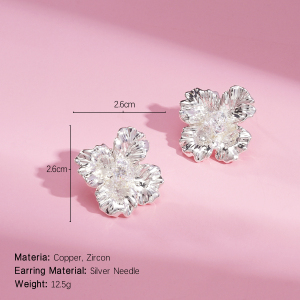 1 Paire De Boucles D'Oreilles Festives En Cuivre À Motif Floral h5