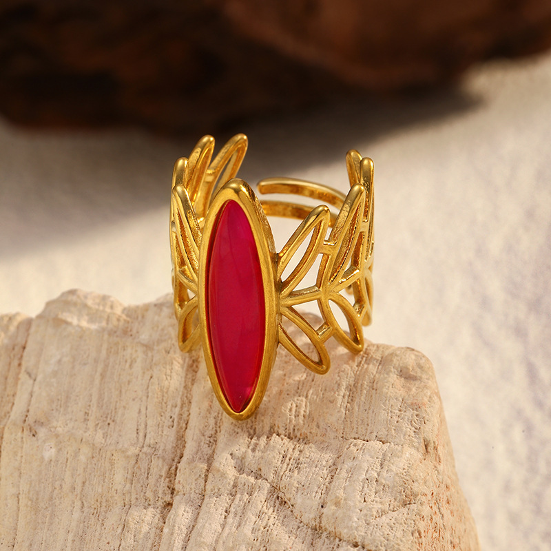 Bague Imposante En Acier Inoxydable Doré, De Forme Irrégulière (1 Pièce), Étanche Image2