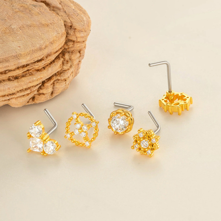 1 pièce de piercing de nez en zircon couleur cuivre doré