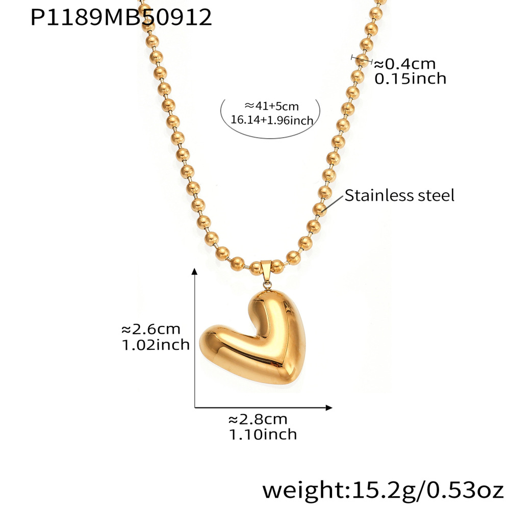 Collier Pendentif Minimaliste En Forme De Cœur, En Acier Inoxydable Étanche, Couleur Or, Pour Femme Image2