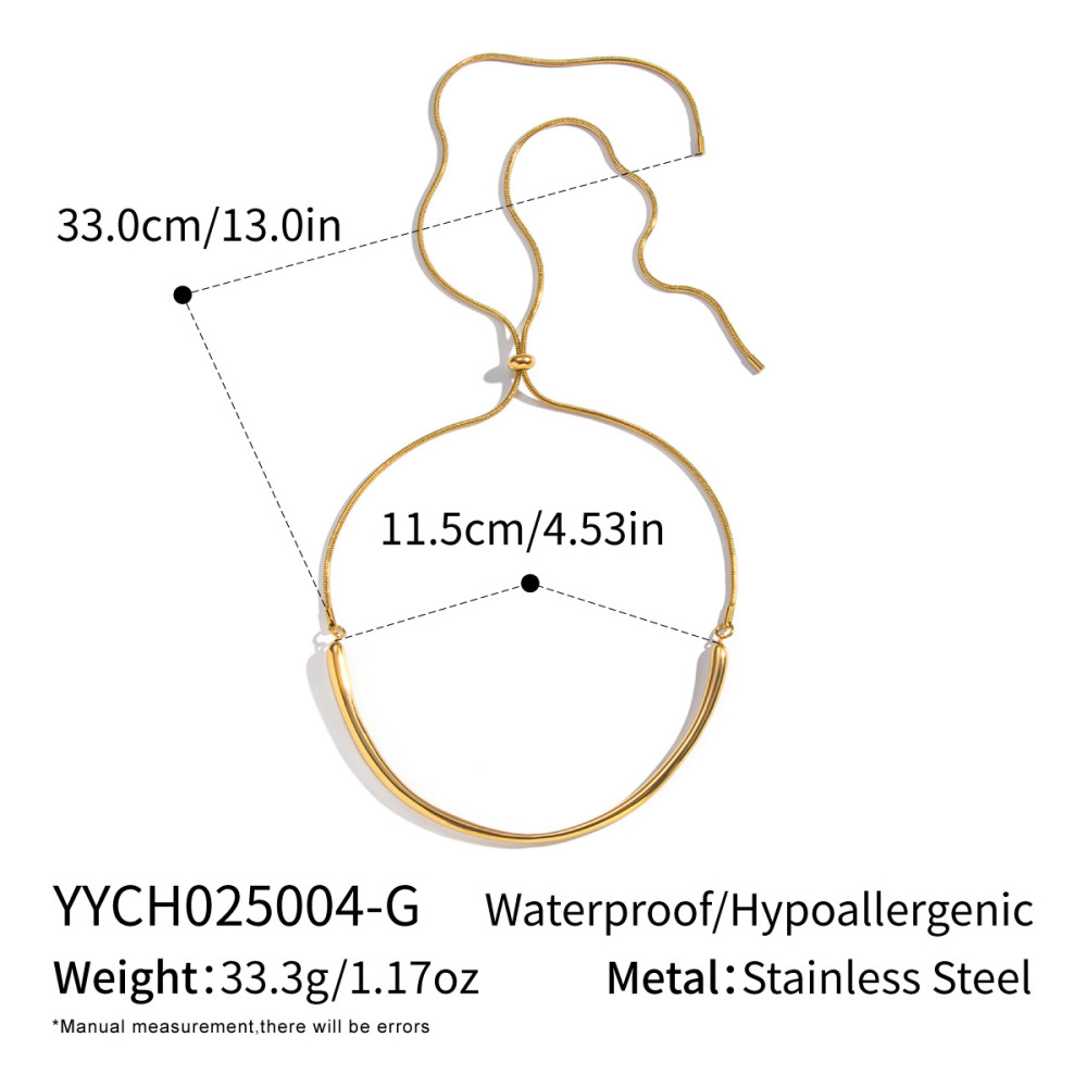 Collier Pendentif Classique En Acier Inoxydable Étanche Couleur Or (1 Pièce) 