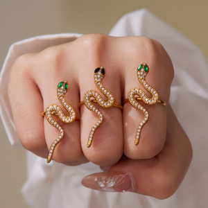 Ensembles De Bijoux Sophistiqués Pour Femmes, En Acier Inoxydable, Étanches, Couleur Or, Avec Motif Serpent Et Zircon. h5 Image5