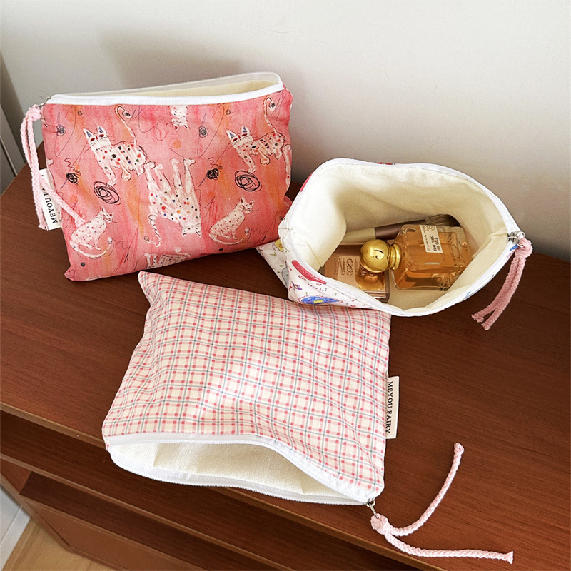 1 Trousse De Maquillage Pour Femme, Motif Cœur Et Pois Image3