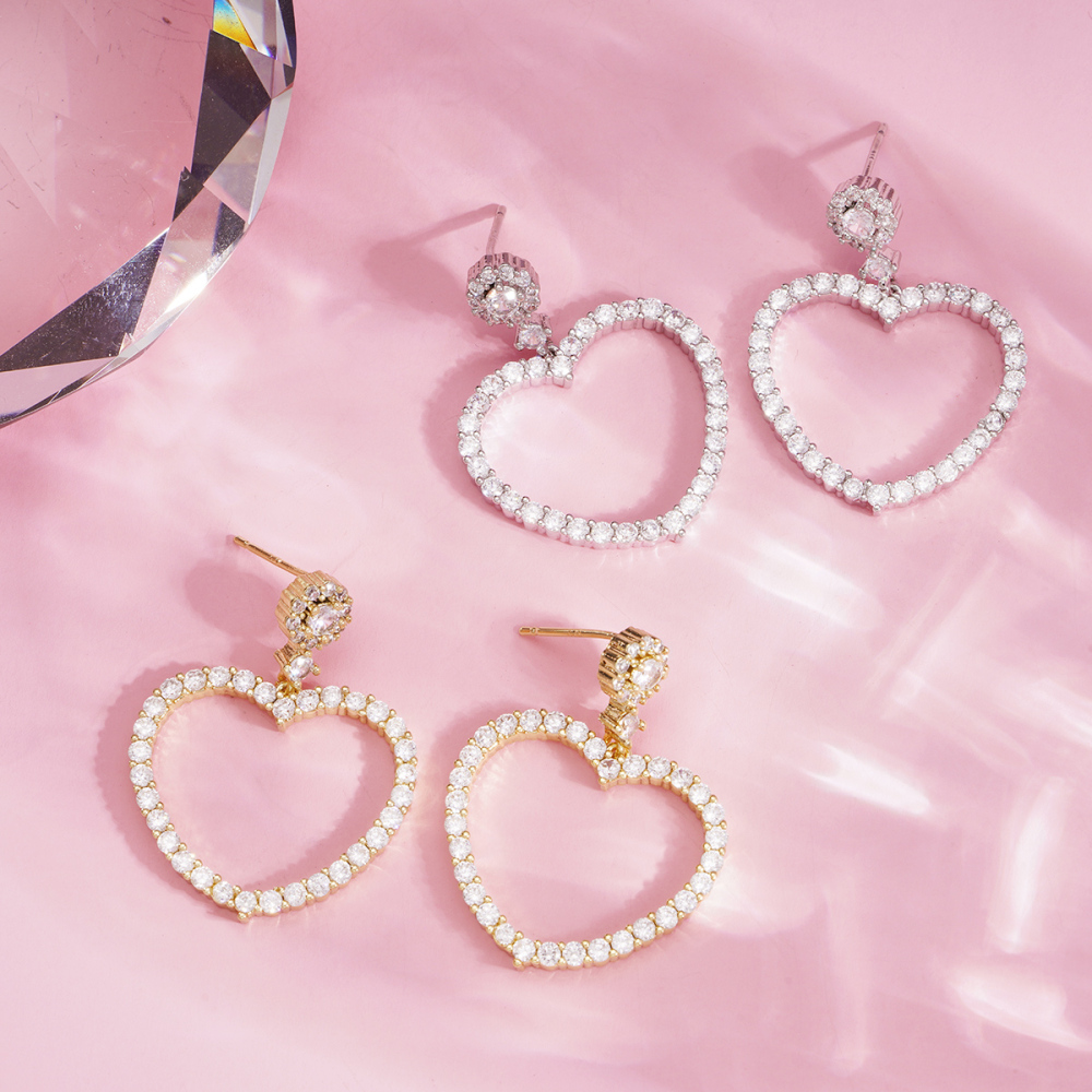 1 Paire De Boucles D'Oreilles Festives Sweet Heart En Cuivre Image3