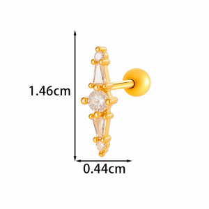 Boucles D'Oreilles Percées Délicates En Forme De Fleur, Couleur Cuivre Et Or, Zircone, Pour Femme, 1 Pièce h5 Image2