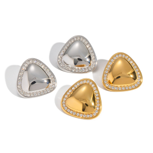1 Paire De Boucles D'Oreilles À Clous Triangulaires En Acier Inoxydable Étanches h5 Image6