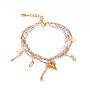 Bracelet Chaîne Femme En Acier Inoxydable Étanche, Forme Ronde Irrégulière Et Décontractée (1 Pièce). h5