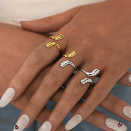Bague femme simple, forme irrégulière, en acier inoxydable étanche 2