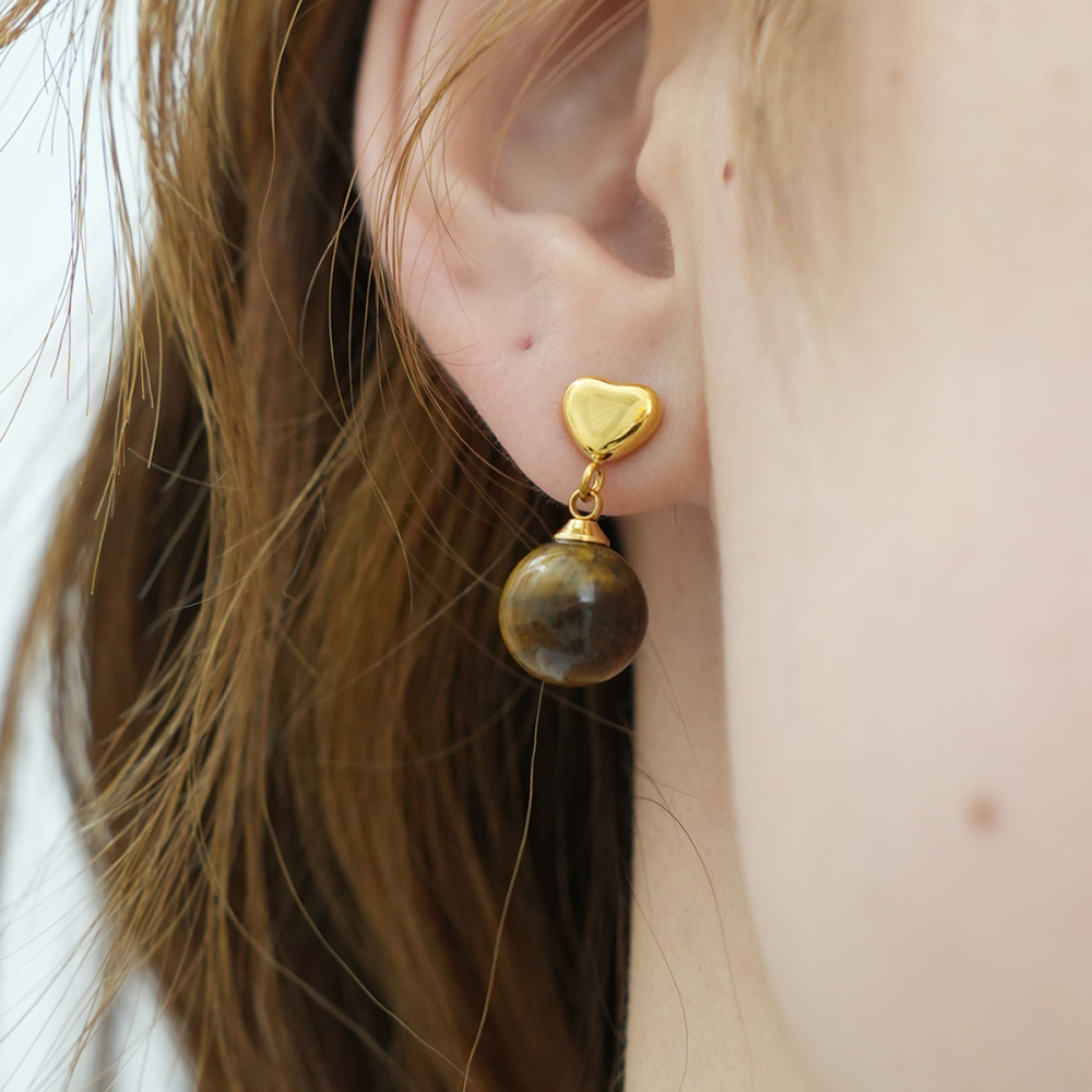 1 Paire De Boucles D'Oreilles Puces Rétro Rondes En Acier Inoxydable Étanche Couleur Or Pour Femme Image3
