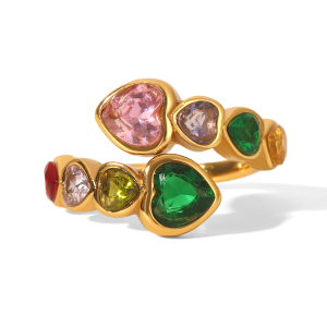 Bague Pour Femme En Acier Inoxydable Doré, Élégante Et Luxueuse, De Forme Irrégulière, Étanche, Ornée D'Un Zircon. h5 