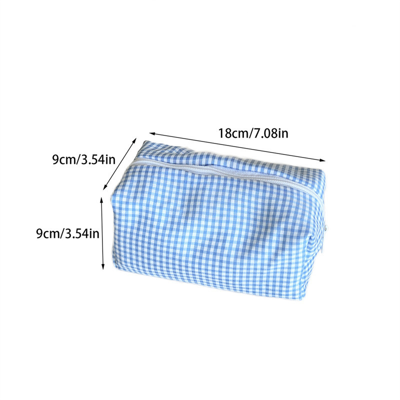 Trousse De Maquillage Pour Femme, 1 Pièce, Série Simple, Motif À Carreaux h5Image5