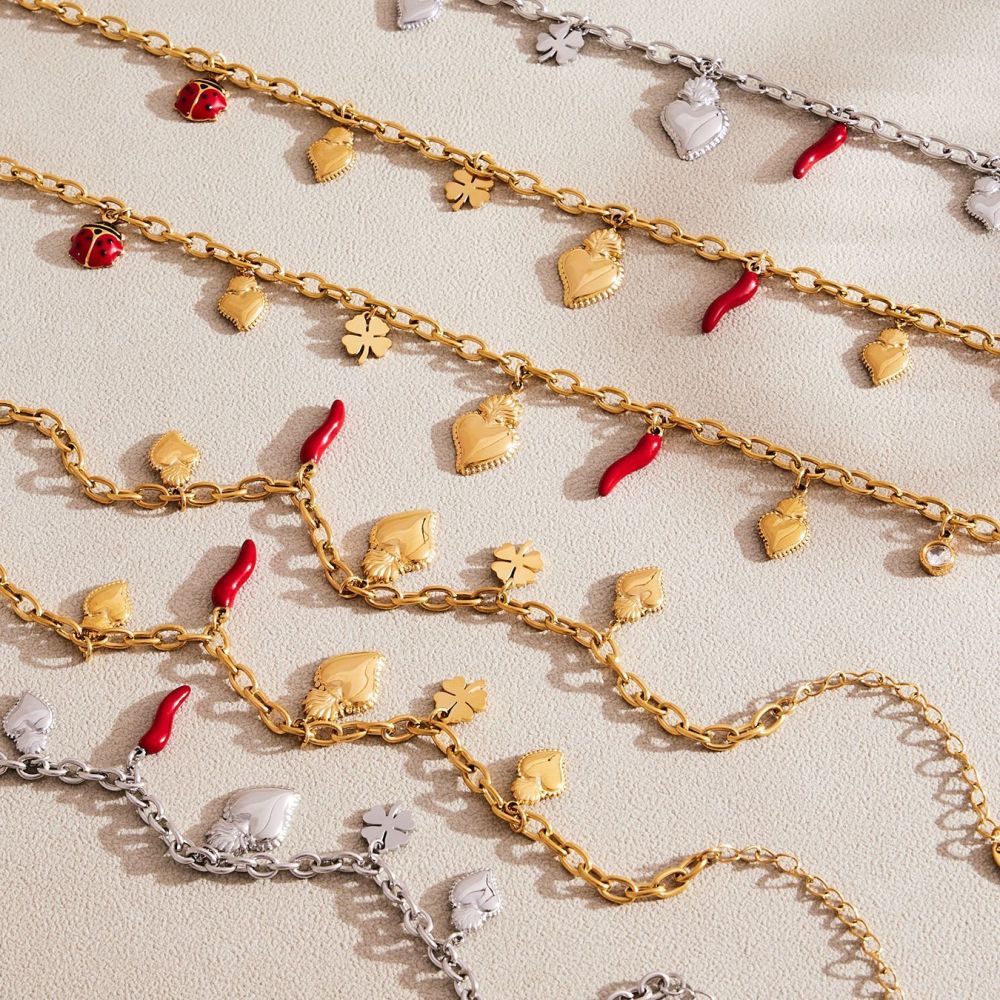 Ensembles De Bijoux Pour Femmes Heart&Chili En Acier Inoxydable Étanche Couleur Or Image4