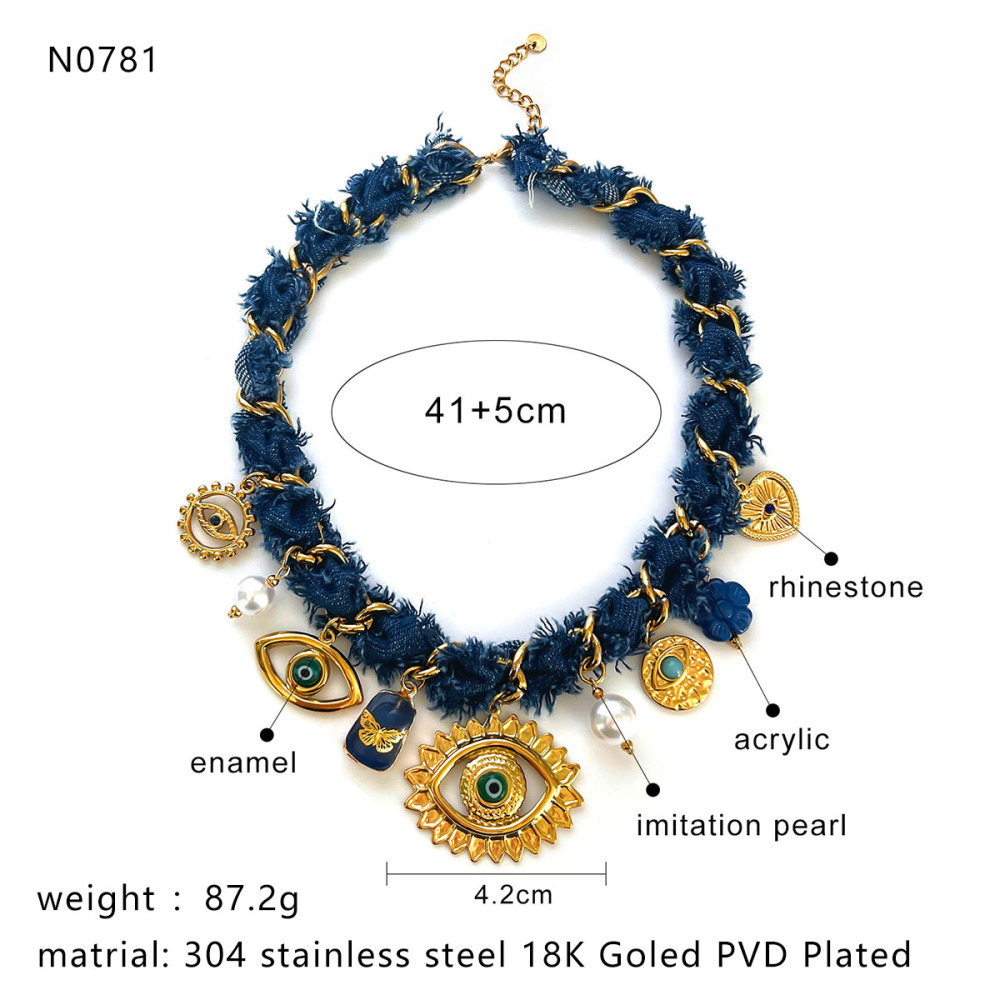 Collier Pendentif Luxueux En Tissu Œil Du Diable, 1 Pièce Image2