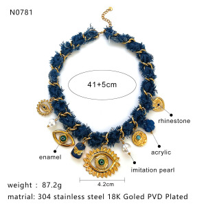 Collier Pendentif Luxueux En Tissu Œil Du Diable, 1 Pièce h5 Image2